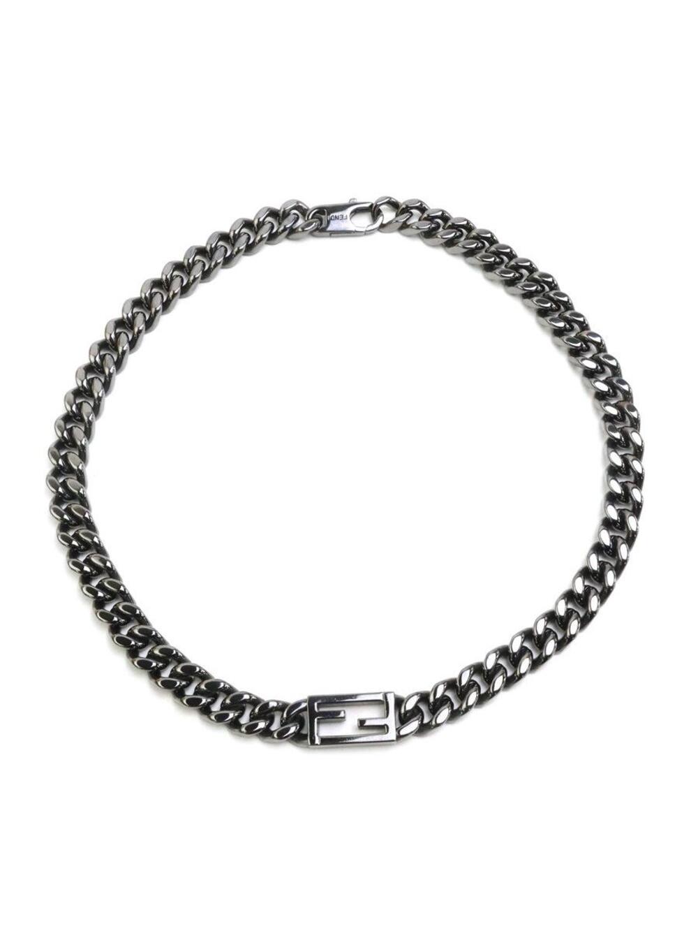 Auth Fendi Necklace Gunmetal Metal - #345406F26B